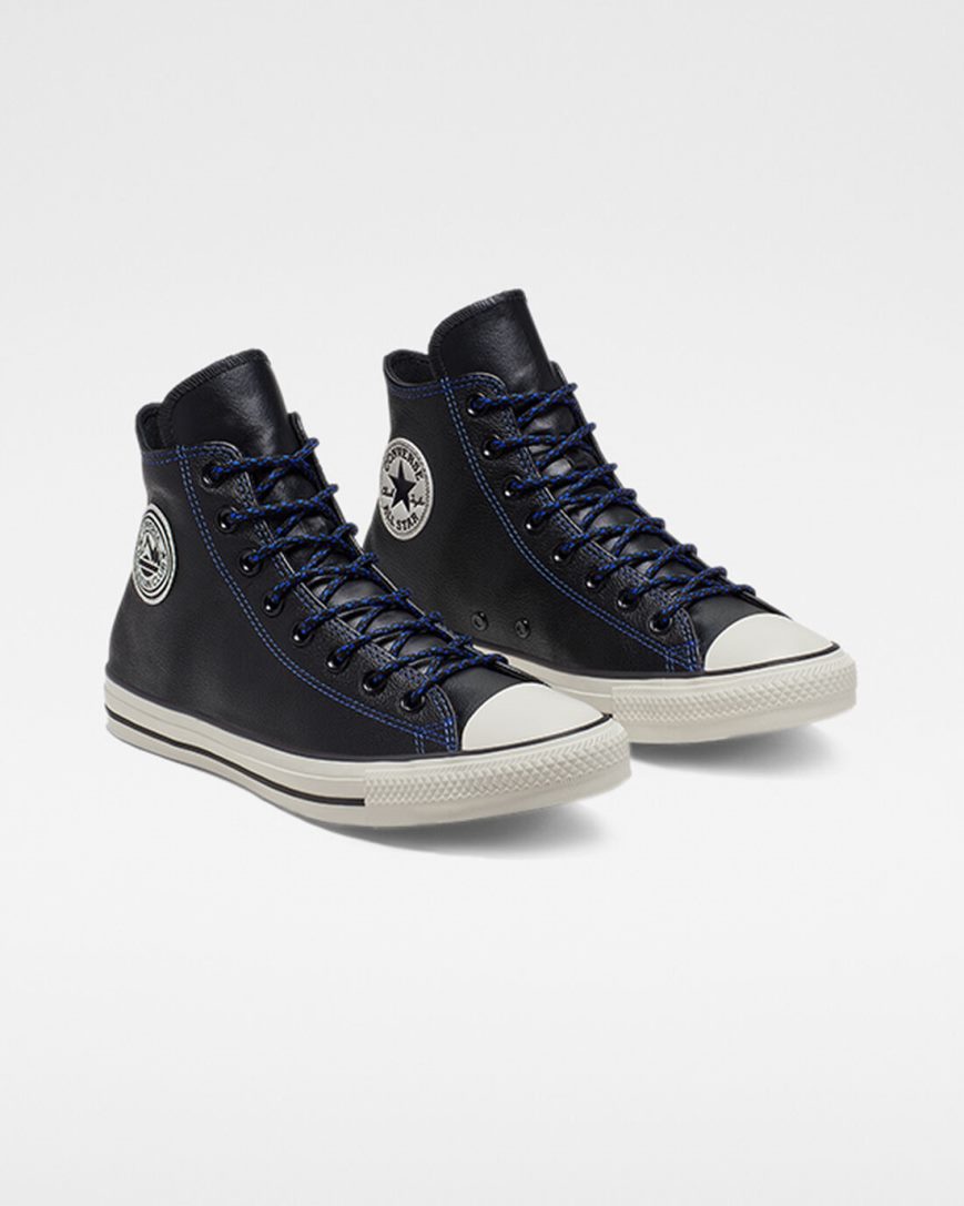 Tenisky Vysoke Converse Tumbled Kozene Chuck Taylor All Star Damske Čierne Kráľovská Modrá | SK CPJZ56